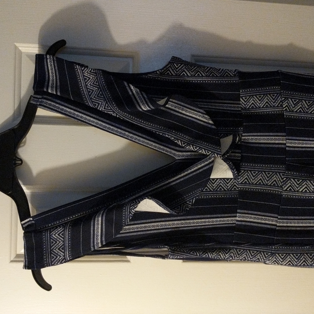 Crave FAME blue patterned jumpsuit size Large